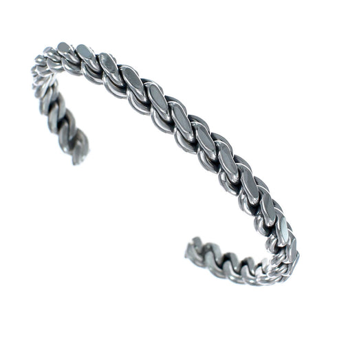 Navajo Genuine Twisted Sterling Silver Cuff Bracelet JX128764